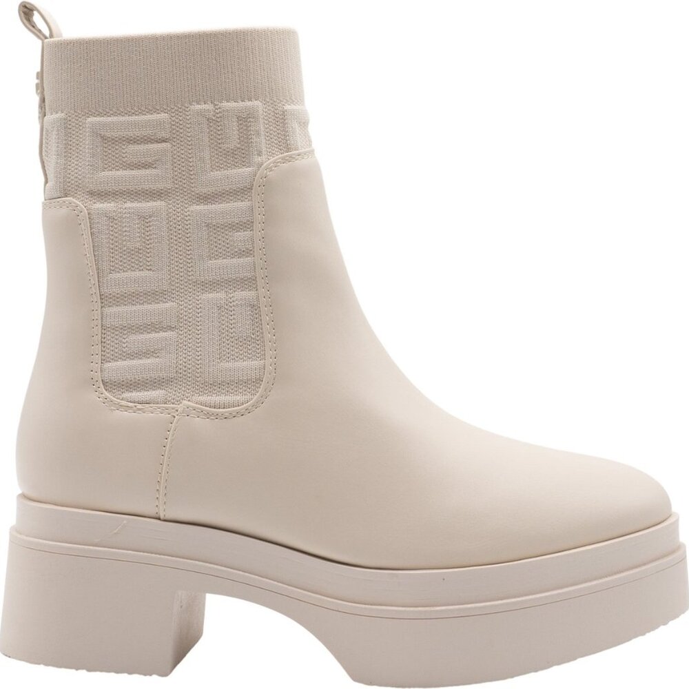 Guess Keanna Knit Chelsea Boots Size 8 Winter Casual Fit - Cream Off-White Ankle